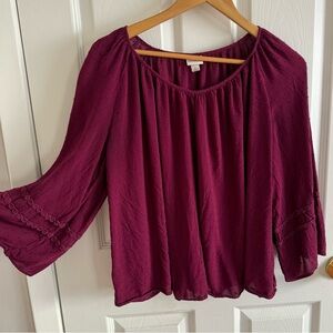 Artsy textured boho berry wine blouse Free People vibe 2010s Target brand Merona